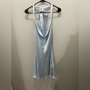 Blue satin mini dress